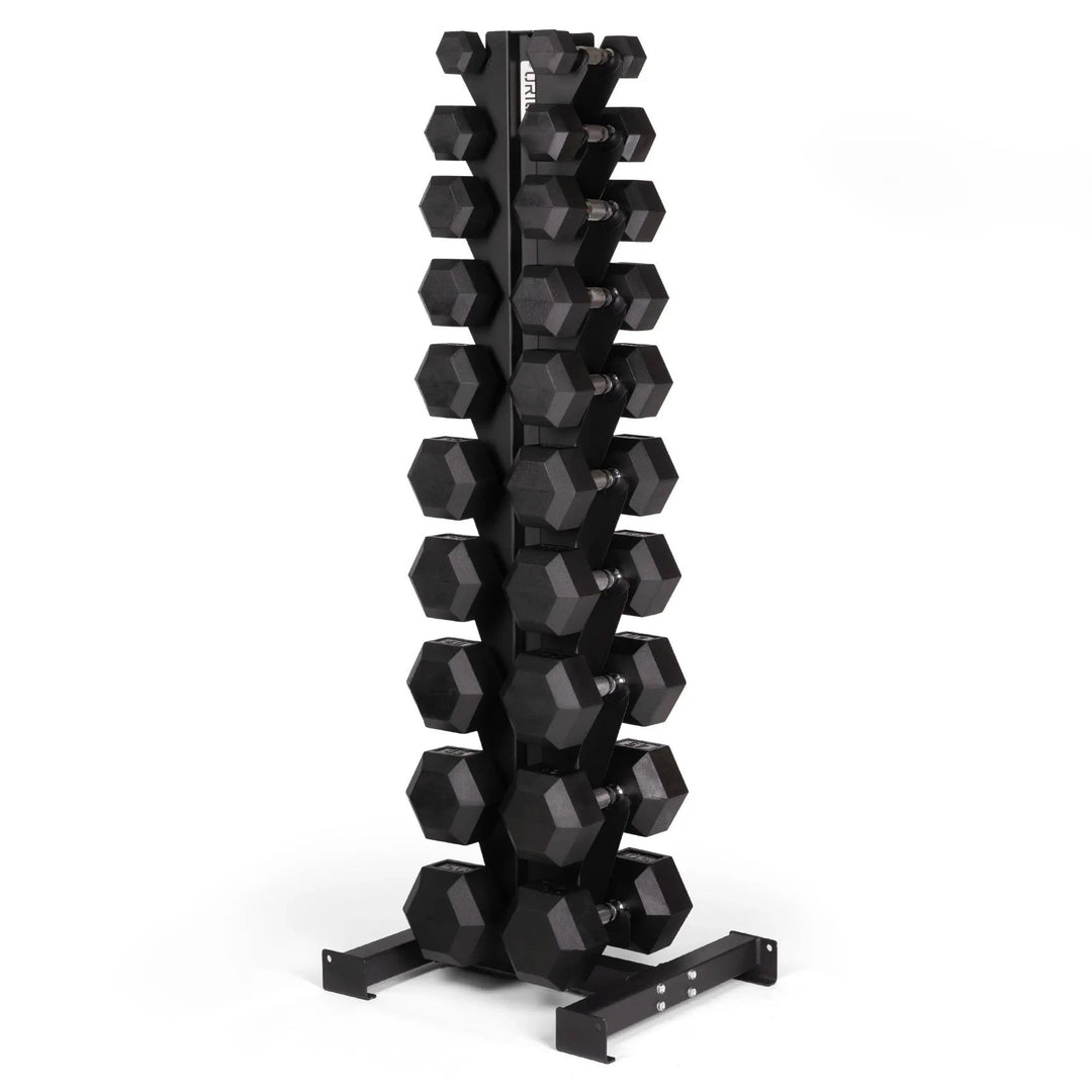 Orion Dumbbell 5-50lb Rubber Hex Dumbbell Set + 10 Pair Rack