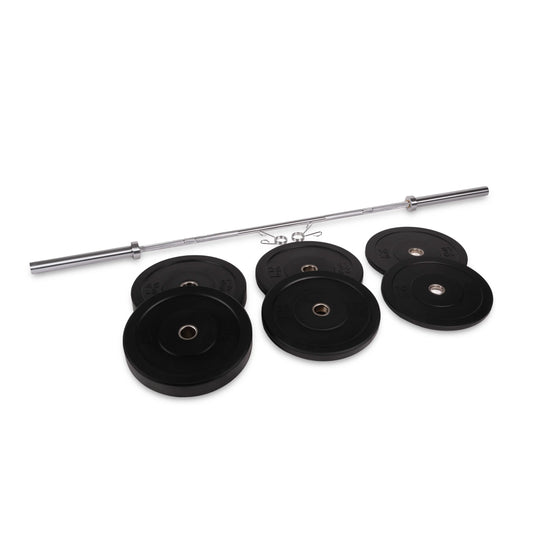 Northern Fitness Plate 205 LB Set + Bar Rubber HD Olympic Bumper Plate Sets + 1500lb Men's Bar