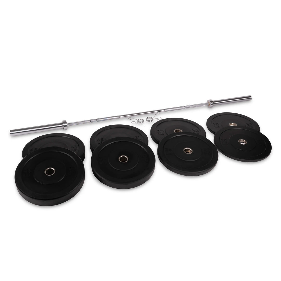 Northern Fitness Plate 275 LB Set + Bar Rubber HD Olympic Bumper Plate Sets + 1500lb Men's Bar