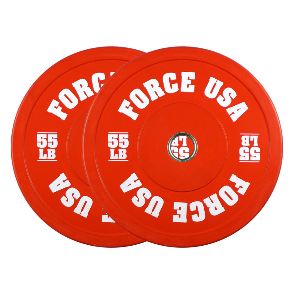 Force USA Plate 55 LB Pro Grade Coloured Bumper Plates (Pairs)