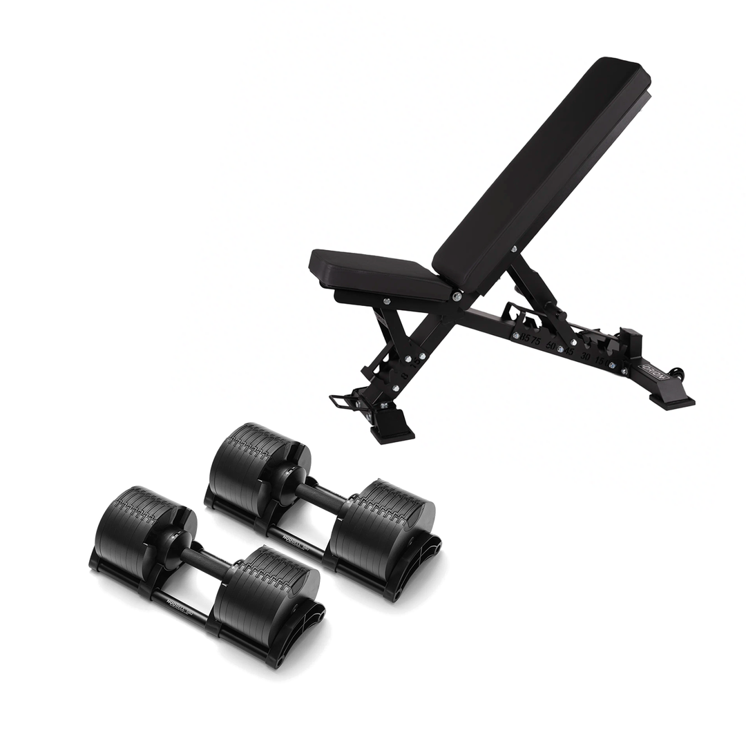 NÜOBELL Adjustable Dumbbells 550 + Bench / Black NÜOBELL Adjustable Dumbbell Set + Elite FID Bench Bundle