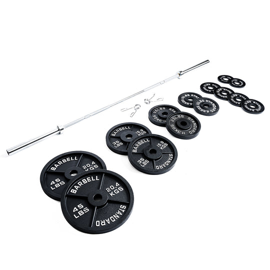 Northern Fitness Plate 300 lb Cast Iron Olympic Plate + Bar Set