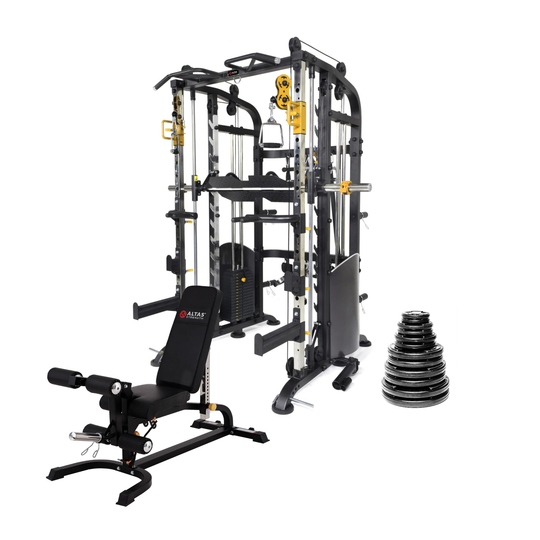 Altas Strength Functional Trainer M810 + 245 lb Plate Set Garage Gains Trio