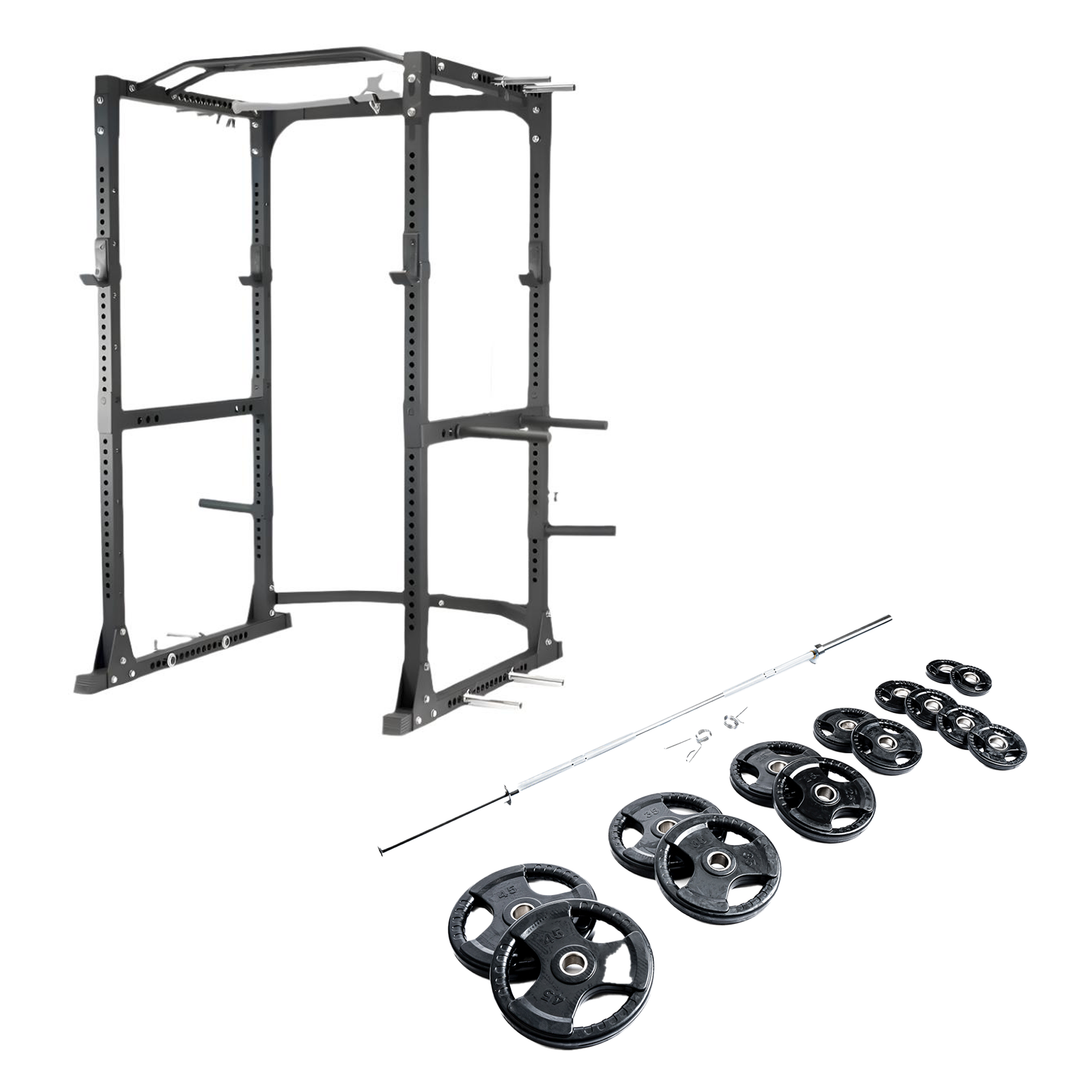 Northern Fitness Power Rack Commercial Power Rack 5G + 300 lb Rubber Grip Plate Set