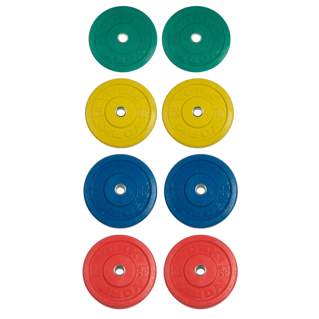 YORK Plate Set 230lb Rubber Training Bumper Plate Set (Colour)