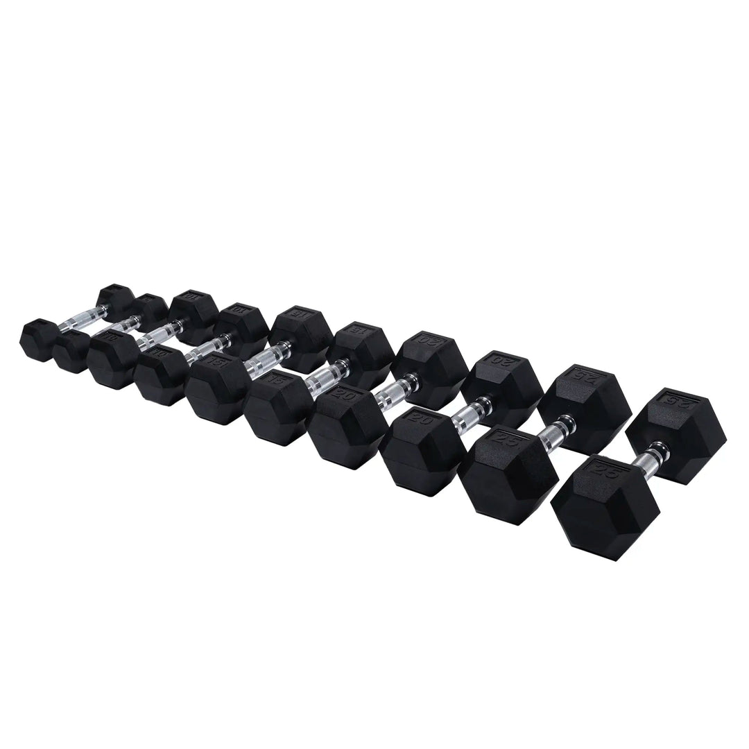 Northern Fitness Dumbbell Rubber Hex Dumbbell Set  | 5-25lb