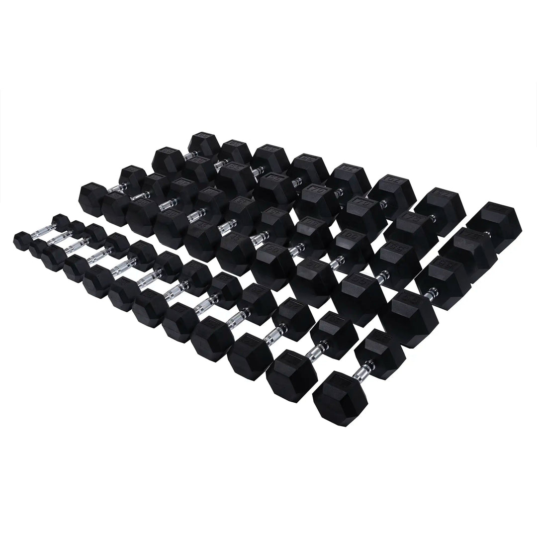 Northern Fitness Dumbbell Rubber Hex Dumbbell Set | 5-75lb