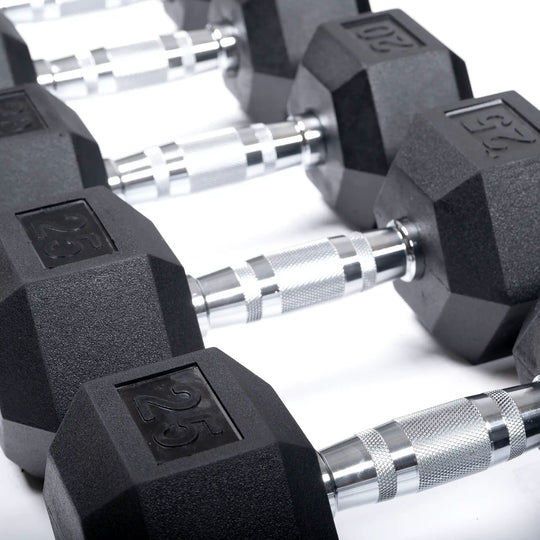 Northern Fitness Dumbbell Rubber Hex Dumbbell Set + 6 Pair Rack  | 5-30lb