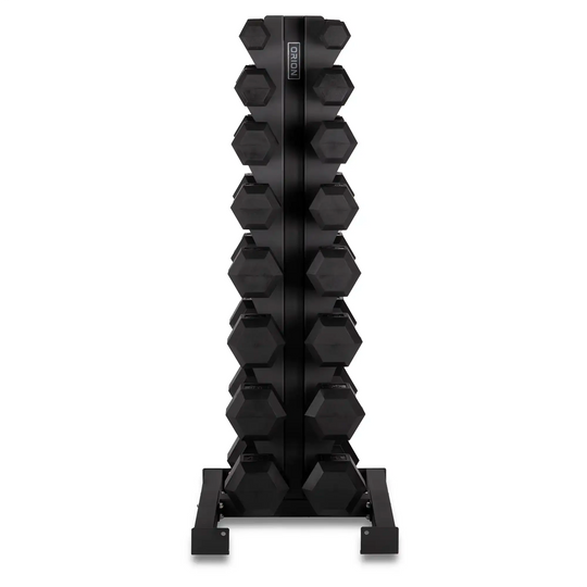 Orion Dumbbell Rubber Hex Dumbbell Set + 8 Pair Rack  | 5-40lb