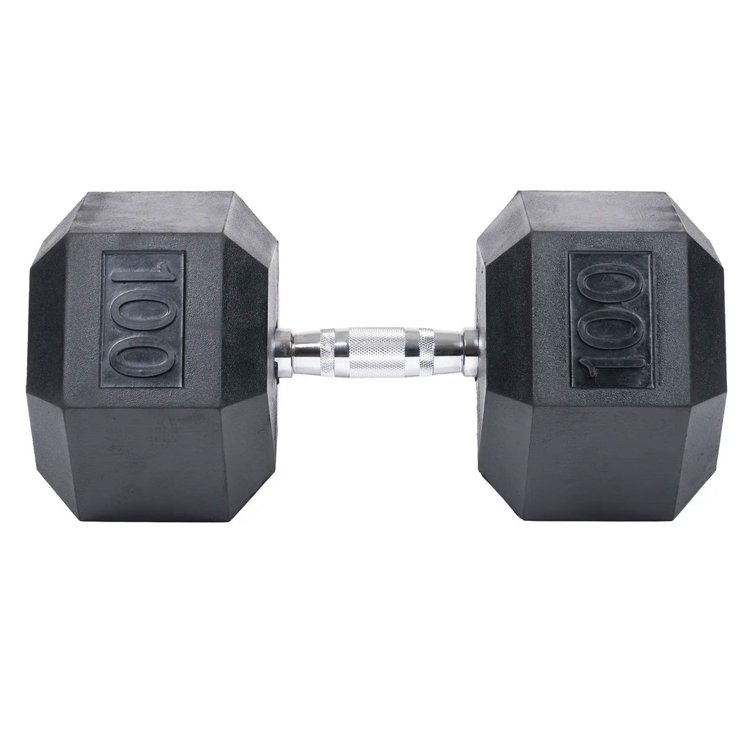 Northern Fitness Dumbbell Rubber Hex Dumbbell Set + 60" Racks | 5-100lb