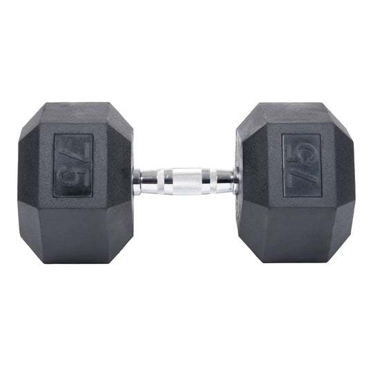 Northern Fitness Dumbbell Rubber Hex Dumbbell Set + Racks | 5-75lb