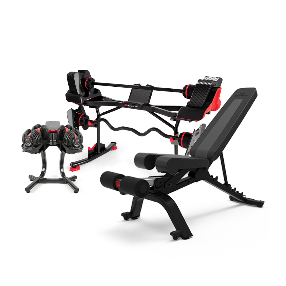 Bowflex Dumbbell SelectTech 2080 + Stand, 552 + Stand, and 4.1S Bench