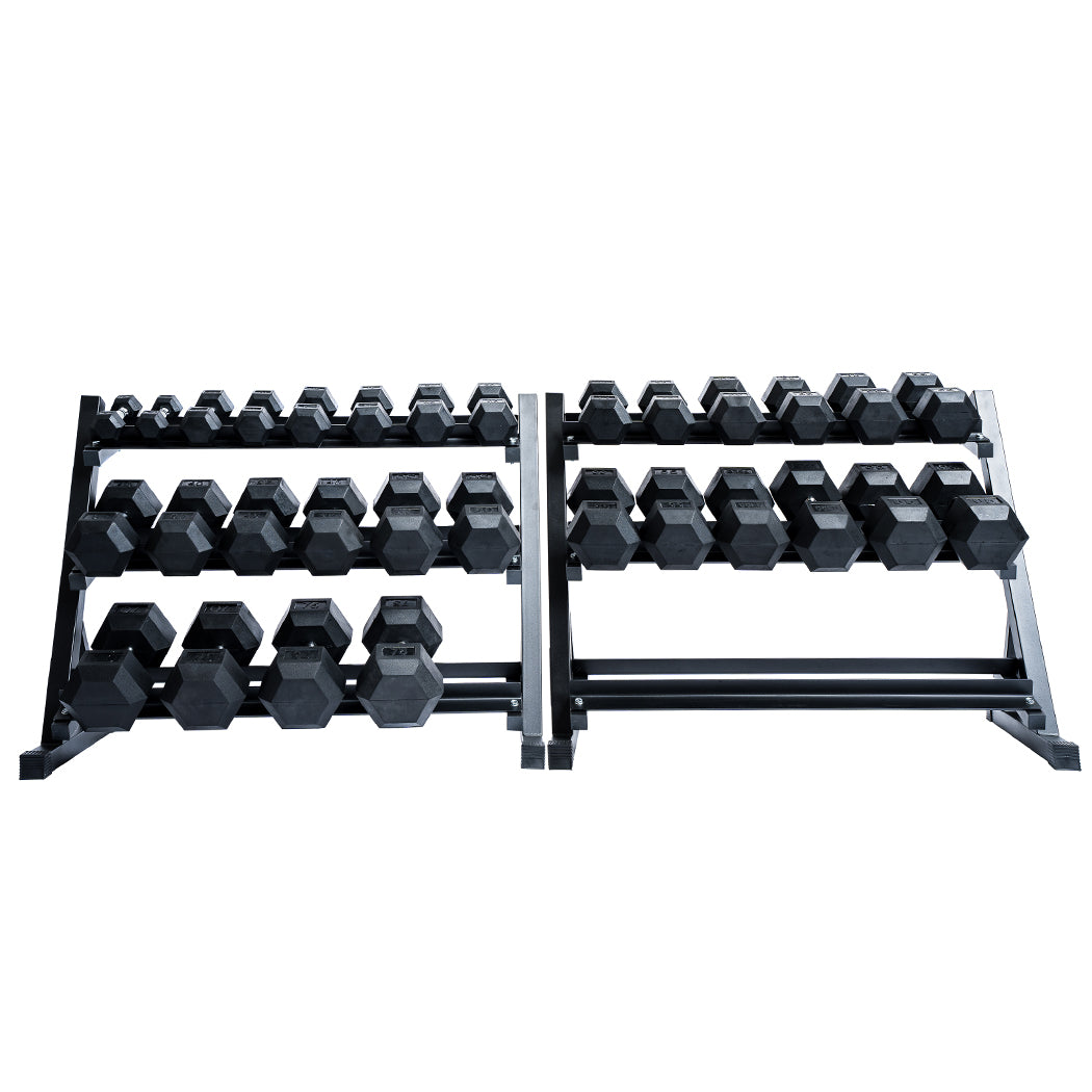 Northern Fitness Supply Dumbbell Rubber Hex Dumbbell Set + Racks | 5-75lb