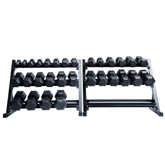 Northern Fitness Supply Dumbbell Rubber Hex Dumbbell Set + Racks | 5-75lb