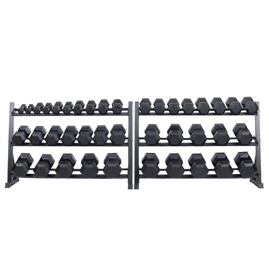 Northern Fitness Supply Dumbbell Rubber Hex Dumbbell Set + 60" Racks | 5-100lb